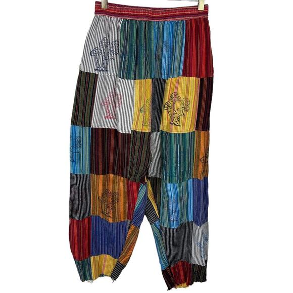 Rising International Mushroom Printed Patchwork Harem Lounge Pants L - Picture 2 of 4